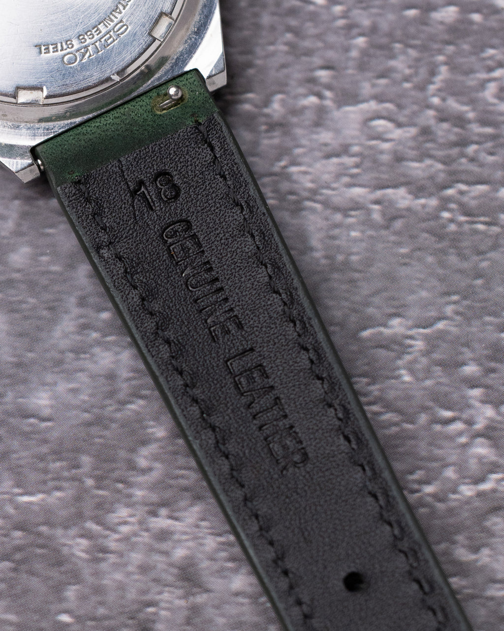 Green leather strap